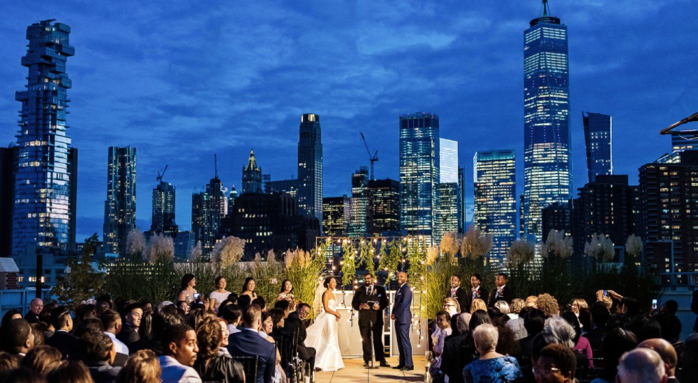 rooftop wedding at night at tribeca rooftop by photographer steven young