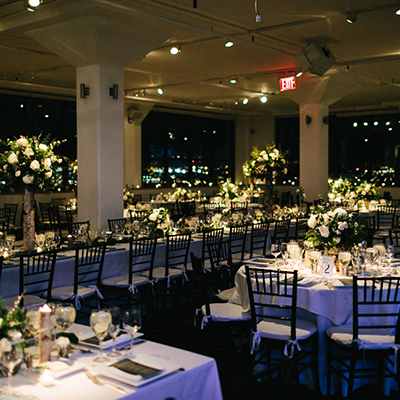 photo: reception decor for night wedding at tribeca360